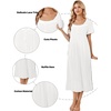 Ekouaer Cotton Long Nightgowns for Women Short Sleeve Night Gown Button House Dress Lace Trim Soft Sleep Shirt(White)