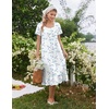 Ekouaer Cotton Long Nightgowns for Women Short Sleeve Night Gown Button House Dress Lace Trim Soft Sleep Shirt(White Blue Floral)