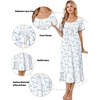 Ekouaer Cotton Long Nightgowns for Women Short Sleeve Night Gown Button House Dress Lace Trim Soft Sleep Shirt(White Blue Floral)