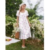 Ekouaer Cotton Long Nightgowns for Women Short Sleeve Night Gown Button House Dress Lace Trim Soft Sleep Shirt(White Pink Floral)