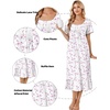 Ekouaer Cotton Long Nightgowns for Women Short Sleeve Night Gown Button House Dress Lace Trim Soft Sleep Shirt(White Pink Floral)