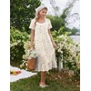 Ekouaer Cotton Long Nightgowns for Women Short Sleeve Night Gown Button House Dress Lace Trim Soft Sleep Shirt(Yellow Floral)