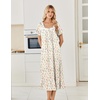 Ekouaer Cotton Long Nightgowns for Women Short Sleeve Night Gown Button House Dress Lace Trim Soft Sleep Shirt(Yellow Floral)