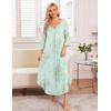 Ekouaer Long Nightgowns for Women Plus Size 3/4 Sleeve Night Gown | Winter Nightgown V Neck Sleepshirts Womens House Dress Maxi Night Shirts Soft Moo Moos for Women Full Length Lounge Dress(Little Daisy)