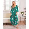 Ekouaer Long Nightgowns for Women Plus Size 3/4 Sleeve Night Gown | Winter Nightgown V Neck Sleepshirts Womens House Dress Maxi Night Shirts Soft Moo Moos for Women Full Length Lounge Dress(Christmas Green)