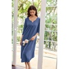 Ekouaer Long Nightgowns for Women Plus Size 3/4 Sleeve Night Gown | Winter Nightgown V Neck Sleepshirts Womens House Dress Maxi Night Shirts Soft Moo Moos for Women Full Length Lounge Dress(Navy Blue)