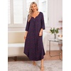 Ekouaer Long Nightgowns for Women Plus Size 3/4 Sleeve Night Gown | Winter Nightgown V Neck Sleepshirts Womens House Dress Maxi Night Shirts Soft Moo Moos for Women Full Length Lounge Dress(Blue Red Floral)