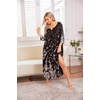 Ekouaer Long Nightgowns for Women Plus Size 3/4 Sleeve Night Gown | Winter Nightgown V Neck Sleepshirts Womens House Dress Maxi Night Shirts Soft Moo Moos for Women Full Length Lounge Dress(Black Begonia Flowers)