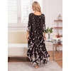 Ekouaer Long Nightgowns for Women Plus Size 3/4 Sleeve Night Gown | Winter Nightgown V Neck Sleepshirts Womens House Dress Maxi Night Shirts Soft Moo Moos for Women Full Length Lounge Dress(Black Begonia Flowers)