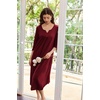 Ekouaer Long Nightgowns for Women Plus Size 3/4 Sleeve Night Gown | Winter Nightgown V Neck Sleepshirts Womens House Dress Maxi Night Shirts Soft Moo Moos for Women Full Length Lounge Dress(Wine Red)