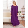 Ekouaer Long Nightgowns for Women Plus Size 3/4 Sleeve Night Gown | Winter Nightgown V Neck Sleepshirts Womens House Dress Maxi Night Shirts Soft Moo Moos for Women Full Length Lounge Dress(Purple)