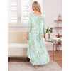 Ekouaer Long Nightgowns for Women Plus Size 3/4 Sleeve Night Gown | Winter Nightgown V Neck Sleepshirts Womens House Dress Maxi Night Shirts Soft Moo Moos for Women Full Length Lounge Dress(Little Daisy)