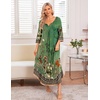 Ekouaer Long Nightgowns for Women Plus Size 3/4 Sleeve Night Gown | Winter Nightgown V Neck Sleepshirts Womens House Dress Maxi Night Shirts Soft Moo Moos for Women Full Length Lounge Dress(Green Floral)