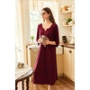 Ekouaer Long Nightgowns for Women Plus Size 3/4 Sleeve Night Gown | Winter Nightgown V Neck Sleepshirts Womens House Dress Maxi Night Shirts Soft Moo Moos for Women Full Length Lounge Dress(Wine Red)