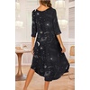 Ekouaer Long Nightgowns for Women Plus Size 3/4 Sleeve Night Gown | Winter Nightgown V Neck Sleepshirts Womens House Dress Maxi Night Shirts Soft Moo Moos for Women Full Length Lounge Dress(Black Star)