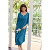 Ekouaer Long Nightgowns for Women Plus Size 3/4 Sleeve Night Gown | Winter Nightgown V Neck Sleepshirts Womens House Dress Maxi Night Shirts Soft Moo Moos for Women Full Length Lounge Dress(Blue Green)