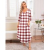 Ekouaer Long Nightgowns for Women Plus Size 3/4 Sleeve Night Gown | Winter Nightgown V Neck Sleepshirts Womens House Dress Maxi Night Shirts Soft Moo Moos for Women Full Length Lounge Dress(White Plaid)
