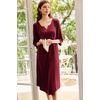 Ekouaer Long Nightgowns for Women Plus Size 3/4 Sleeve Night Gown | Winter Nightgown V Neck Sleepshirts Womens House Dress Maxi Night Shirts Soft Moo Moos for Women Full Length Lounge Dress(Wine Red)