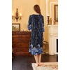 Ekouaer Long Nightgowns for Women Plus Size 3/4 Sleeve Night Gown | Winter Nightgown V Neck Sleepshirts Womens House Dress Maxi Night Shirts Soft Moo Moos for Women Full Length Lounge Dress(Black Blue Floral)