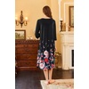 Ekouaer Long Nightgowns for Women Plus Size 3/4 Sleeve Night Gown | Winter Nightgown V Neck Sleepshirts Womens House Dress Maxi Night Shirts Soft Moo Moos for Women Full Length Lounge Dress(Black Little Flowers)