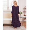 Ekouaer Long Nightgowns for Women Plus Size 3/4 Sleeve Night Gown | Winter Nightgown V Neck Sleepshirts Womens House Dress Maxi Night Shirts Soft Moo Moos for Women Full Length Lounge Dress(Blue Red Floral)