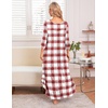 Ekouaer Long Nightgowns for Women Plus Size 3/4 Sleeve Night Gown | Winter Nightgown V Neck Sleepshirts Womens House Dress Maxi Night Shirts Soft Moo Moos for Women Full Length Lounge Dress(White Plaid)
