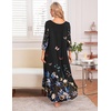 Ekouaer Long Nightgowns for Women Plus Size 3/4 Sleeve Night Gown | Winter Nightgown V Neck Sleepshirts Womens House Dress Maxi Night Shirts Soft Moo Moos for Women Full Length Lounge Dress(Black Floral)