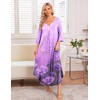 Ekouaer Long Nightgowns for Women Plus Size 3/4 Sleeve Night Gown | Winter Nightgown V Neck Sleepshirts Womens House Dress Maxi Night Shirts Soft Moo Moos for Women Full Length Lounge Dress(Light Purple Flower)