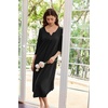 Ekouaer Long Nightgowns for Women Plus Size 3/4 Sleeve Night Gown | Winter Nightgown V Neck Sleepshirts Womens House Dress Maxi Night Shirts Soft Moo Moos for Women Full Length Lounge Dress(Black)