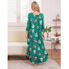 Ekouaer Long Nightgowns for Women Plus Size 3/4 Sleeve Night Gown | Winter Nightgown V Neck Sleepshirts Womens House Dress Maxi Night Shirts Soft Moo Moos for Women Full Length Lounge Dress(Christmas Green)