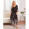 Ekouaer Long Nightgowns for Women Plus Size 3/4 Sleeve Night Gown | Winter Nightgown V Neck Sleepshirts Womens House Dress Maxi Night Shirts Soft Moo Moos for Women Full Length Lounge Dress(Black Begonia Flowers)