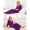 Ekouaer Long Nightgowns for Women Plus Size 3/4 Sleeve Night Gown | Winter Nightgown V Neck Sleepshirts Womens House Dress Maxi Night Shirts Soft Moo Moos for Women Full Length Lounge Dress(Purple)