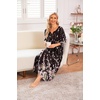 Ekouaer Long Nightgowns for Women Plus Size 3/4 Sleeve Night Gown | Winter Nightgown V Neck Sleepshirts Womens House Dress Maxi Night Shirts Soft Moo Moos for Women Full Length Lounge Dress(Black Begonia Flowers)