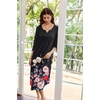 Ekouaer Long Nightgowns for Women Plus Size 3/4 Sleeve Night Gown | Winter Nightgown V Neck Sleepshirts Womens House Dress Maxi Night Shirts Soft Moo Moos for Women Full Length Lounge Dress(Black Little Flowers)