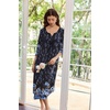 Ekouaer Long Nightgowns for Women Plus Size 3/4 Sleeve Night Gown | Winter Nightgown V Neck Sleepshirts Womens House Dress Maxi Night Shirts Soft Moo Moos for Women Full Length Lounge Dress(Black Blue Floral)