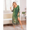 Ekouaer Long Nightgowns for Women Plus Size 3/4 Sleeve Night Gown | Winter Nightgown V Neck Sleepshirts Womens House Dress Maxi Night Shirts Soft Moo Moos for Women Full Length Lounge Dress(Green Floral)