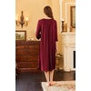 Ekouaer Long Nightgowns for Women Plus Size 3/4 Sleeve Night Gown | Winter Nightgown V Neck Sleepshirts Womens House Dress Maxi Night Shirts Soft Moo Moos for Women Full Length Lounge Dress(Wine Red)