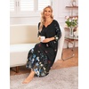 Ekouaer Long Nightgowns for Women Plus Size 3/4 Sleeve Night Gown | Winter Nightgown V Neck Sleepshirts Womens House Dress Maxi Night Shirts Soft Moo Moos for Women Full Length Lounge Dress(Black Floral)