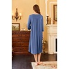 Ekouaer Long Nightgowns for Women Plus Size 3/4 Sleeve Night Gown | Winter Nightgown V Neck Sleepshirts Womens House Dress Maxi Night Shirts Soft Moo Moos for Women Full Length Lounge Dress(Navy Blue)