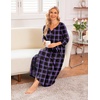 Ekouaer Long Nightgowns for Women Plus Size 3/4 Sleeve Night Gown | Winter Nightgown V Neck Sleepshirts Womens House Dress Maxi Night Shirts Soft Moo Moos for Women Full Length Lounge Dress(Purple Plaid)