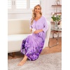 Ekouaer Long Nightgowns for Women Plus Size 3/4 Sleeve Night Gown | Winter Nightgown V Neck Sleepshirts Womens House Dress Maxi Night Shirts Soft Moo Moos for Women Full Length Lounge Dress(Light Purple Flower)