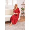 Ekouaer Long Nightgowns for Women Plus Size 3/4 Sleeve Night Gown | Winter Nightgown V Neck Sleepshirts Womens House Dress Maxi Night Shirts Soft Moo Moos for Women Full Length Lounge Dress(Ponceau)