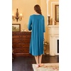 Ekouaer Long Nightgowns for Women Plus Size 3/4 Sleeve Night Gown | Winter Nightgown V Neck Sleepshirts Womens House Dress Maxi Night Shirts Soft Moo Moos for Women Full Length Lounge Dress(Blue Green)