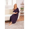 Ekouaer Long Nightgowns for Women Plus Size 3/4 Sleeve Night Gown | Winter Nightgown V Neck Sleepshirts Womens House Dress Maxi Night Shirts Soft Moo Moos for Women Full Length Lounge Dress(Blue Red Floral)