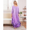 Ekouaer Long Nightgowns for Women Plus Size 3/4 Sleeve Night Gown | Winter Nightgown V Neck Sleepshirts Womens House Dress Maxi Night Shirts Soft Moo Moos for Women Full Length Lounge Dress(Light Purple Flower)
