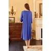 Ekouaer Long Nightgowns for Women Plus Size 3/4 Sleeve Night Gown | Winter Nightgown V Neck Sleepshirts Womens House Dress Maxi Night Shirts Soft Moo Moos for Women Full Length Lounge Dress(Blue)