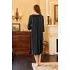 Ekouaer Long Nightgowns for Women Plus Size 3/4 Sleeve Night Gown | Winter Nightgown V Neck Sleepshirts Womens House Dress Maxi Night Shirts Soft Moo Moos for Women Full Length Lounge Dress(Black)
