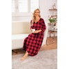 Ekouaer Long Nightgowns for Women Plus Size 3/4 Sleeve Night Gown | Winter Nightgown V Neck Sleepshirts Womens House Dress Maxi Night Shirts Soft Moo Moos for Women Full Length Lounge Dress(Red Plaid)