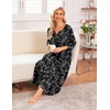 Ekouaer Long Nightgowns for Women Plus Size 3/4 Sleeve Night Gown | Winter Nightgown V Neck Sleepshirts Womens House Dress Maxi Night Shirts Soft Moo Moos for Women Full Length Lounge Dress(Black White Floral)