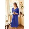 Ekouaer Long Nightgowns for Women Plus Size 3/4 Sleeve Night Gown | Winter Nightgown V Neck Sleepshirts Womens House Dress Maxi Night Shirts Soft Moo Moos for Women Full Length Lounge Dress(Blue)